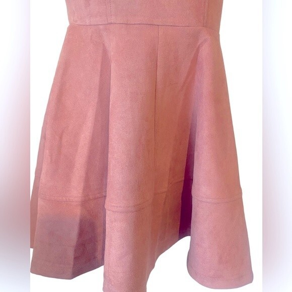 H&M New juniors suede sleeveless mini dress fitted with flared shirt in blush S - Picture 7 of 11